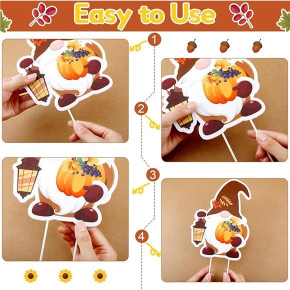 15 Pieces Fall Yard Sign Thanksgiving Gnome Yard Stake Elf Corrugated Lawn Sign - Picture 6 of 6